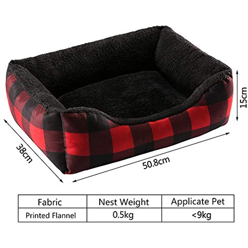 Red/Black Plush Buffalo Plaid Dog Bed