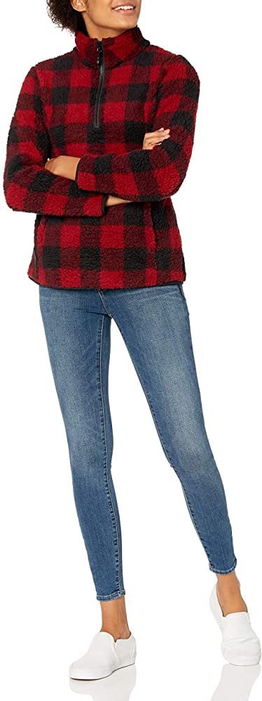 Women's Red/Black Buffalo Plaid Fleece Jacket